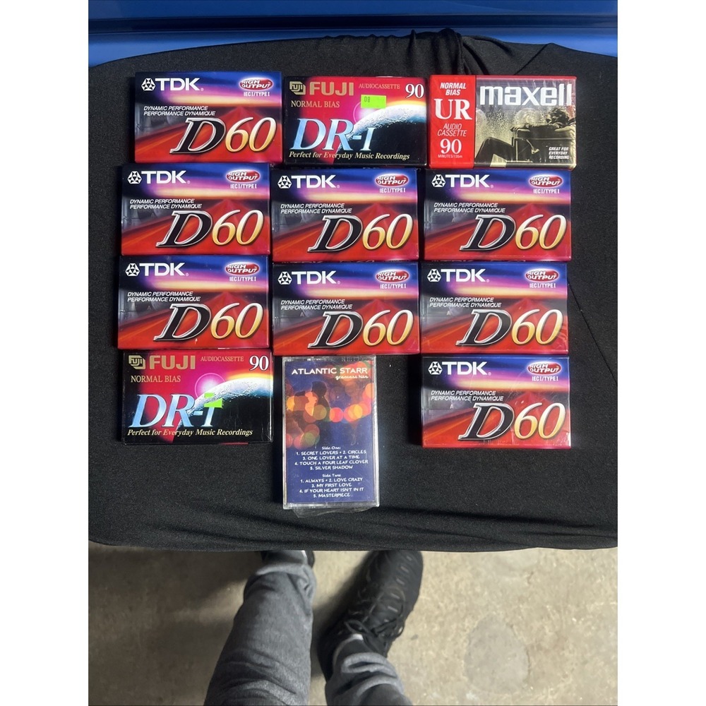 Vintage Sealed Blank Audio Cassette Tape Lot TDK D60 Fuji Maxell Atlantic Starr